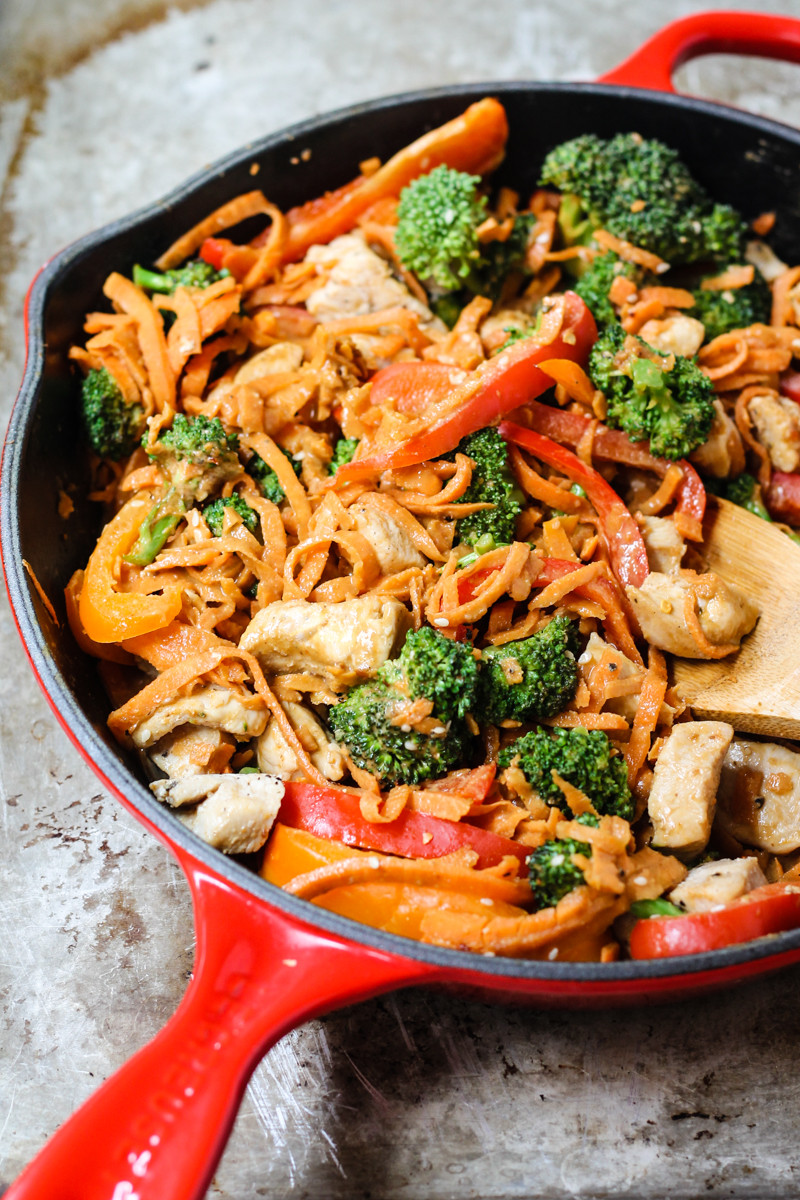 Thai Stirfry Recipes
 30 minute Spicy Thai Peanut Chicken & Sweet Potato Noodle