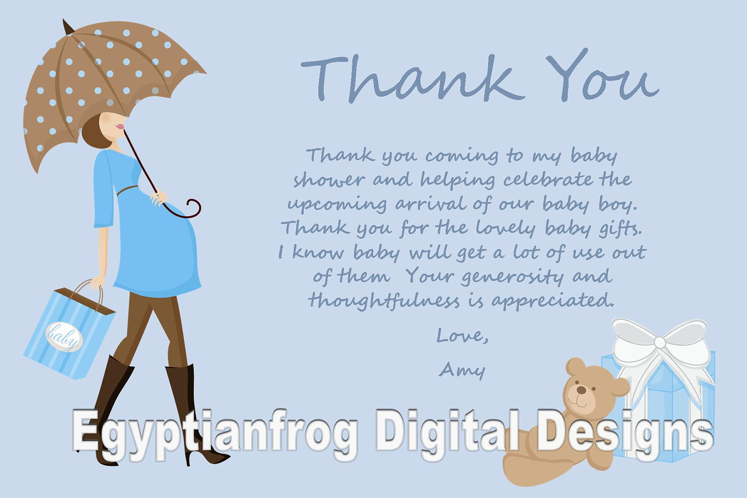 Thank You Baby Quotes
 Blue Baby Bump Pregnancy Baby Shower Thank You Notes You