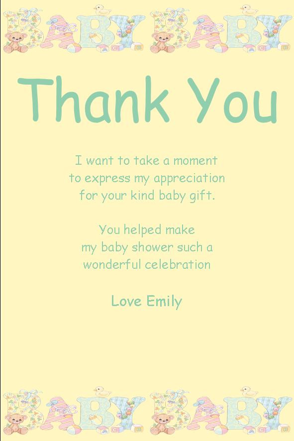 Thank You Baby Quotes
 Personalised Baby Shower Thank You Card Design 10