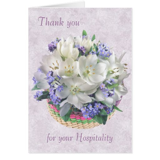 Thank You For Your Hospitality Gift Ideas
 Thank you Hospitality Card Crocuses for me not