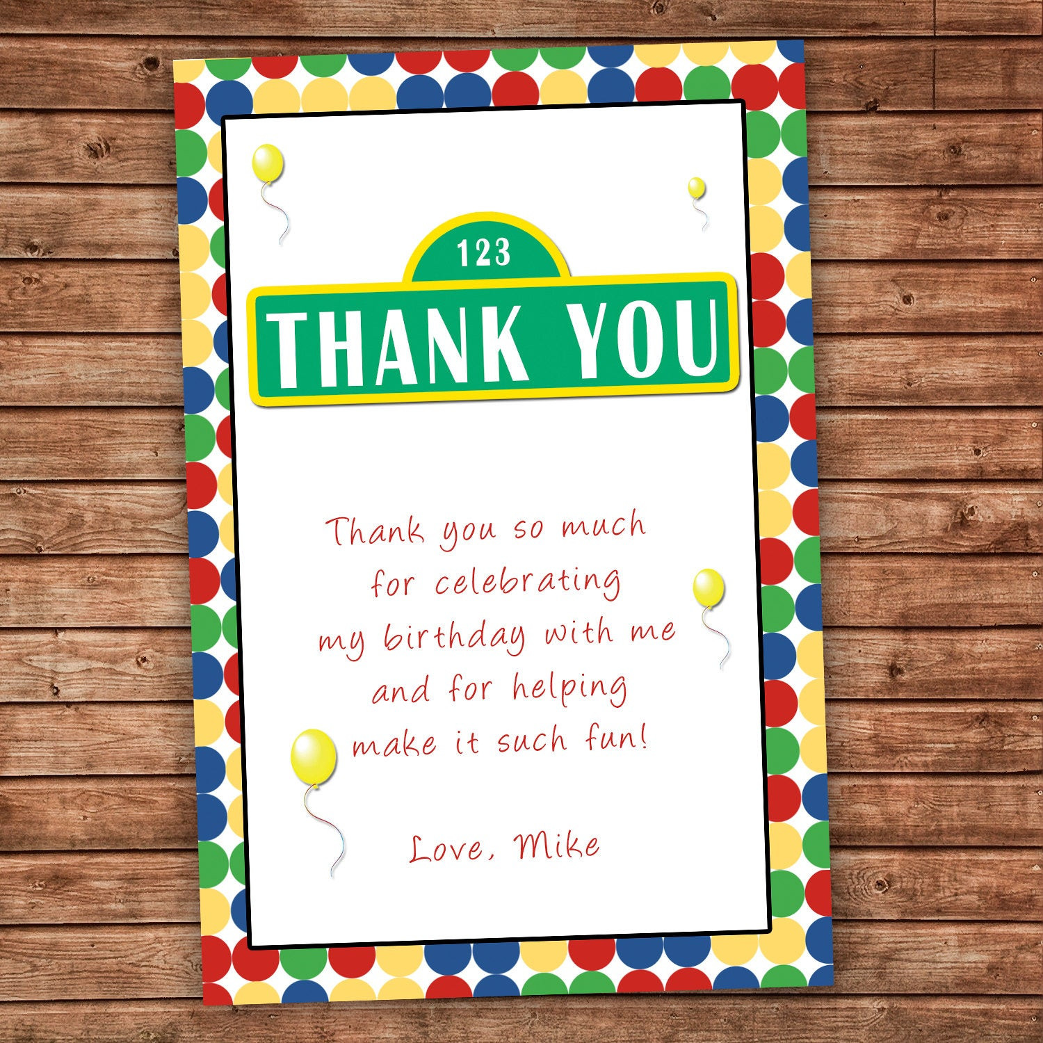 Thank You Notes For Birthday Gift
 Personalized Any Wording Thank you Card Polka Dots Birthday