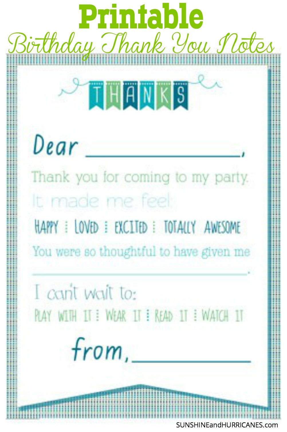 Thank You Notes For Birthday Gift
 Printable Birthday Thank You Notes
