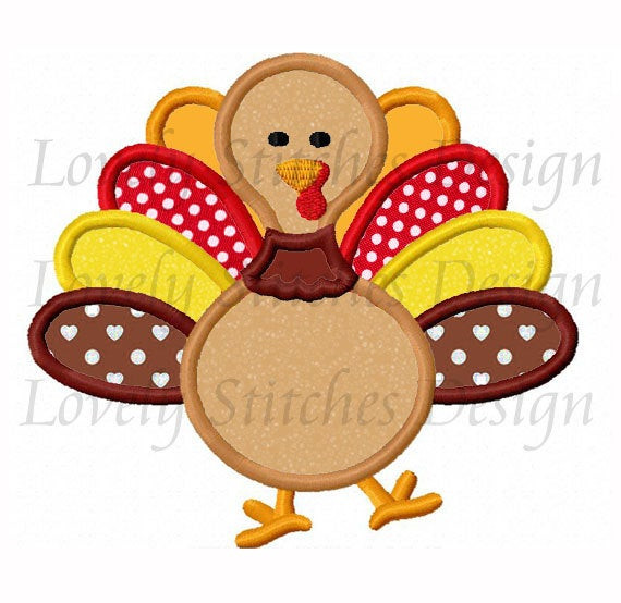Thanksgiving Applique Design
 Thanksgiving Turkey Applique Machine Embroidery Design NO 0221