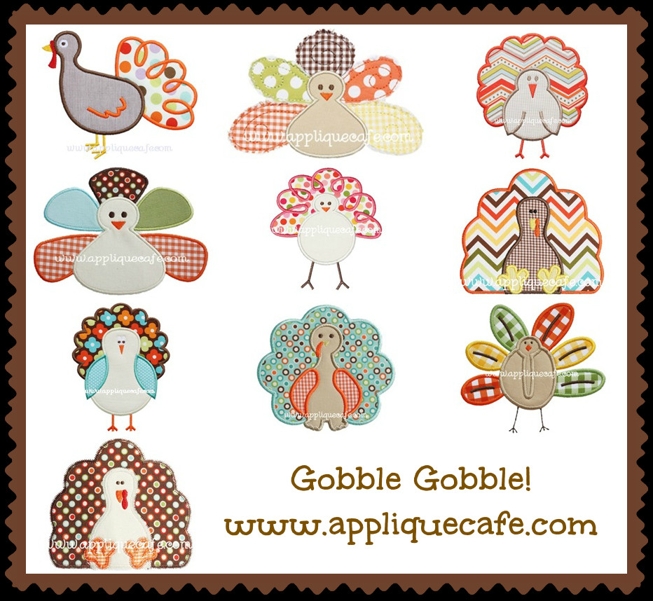 Thanksgiving Applique Design
 Turkey Applique Designs