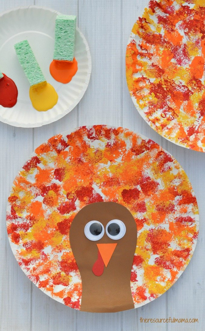 Thanksgiving Preschool Crafts
 Sponged Painted Thanksgiving Turkey Craft The