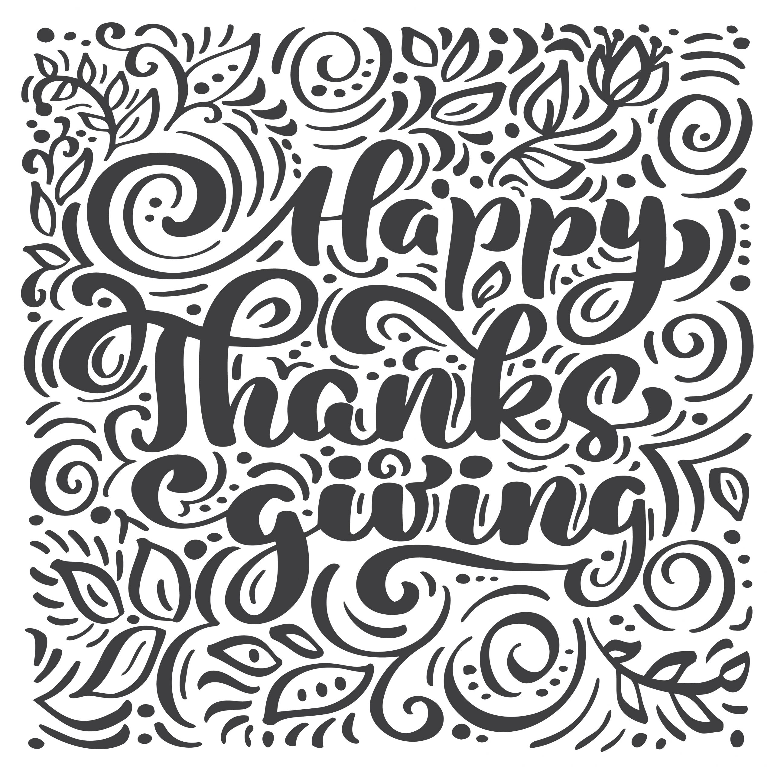 Thanksgiving Quotes Calligraphy
 Happy Thanksgiving Calligraphy Text vector Illustrated