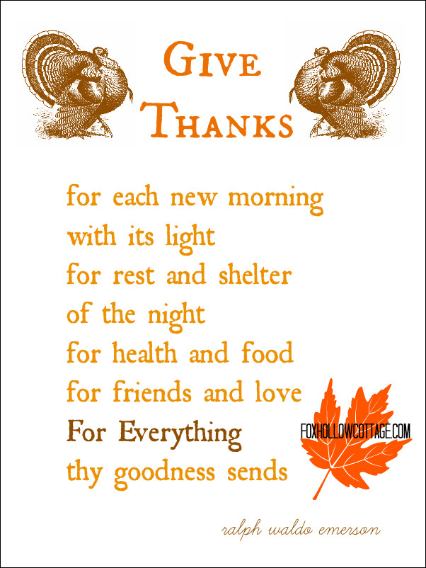 Thanksgiving Quotes Simple
 Thanksgiving Free Printable Series The Turkey Poem Fox