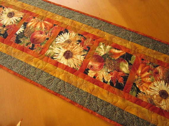 Thanksgiving Table Runner
 Thanksgiving Table Runner Fall Harvest Quilted Table Runner