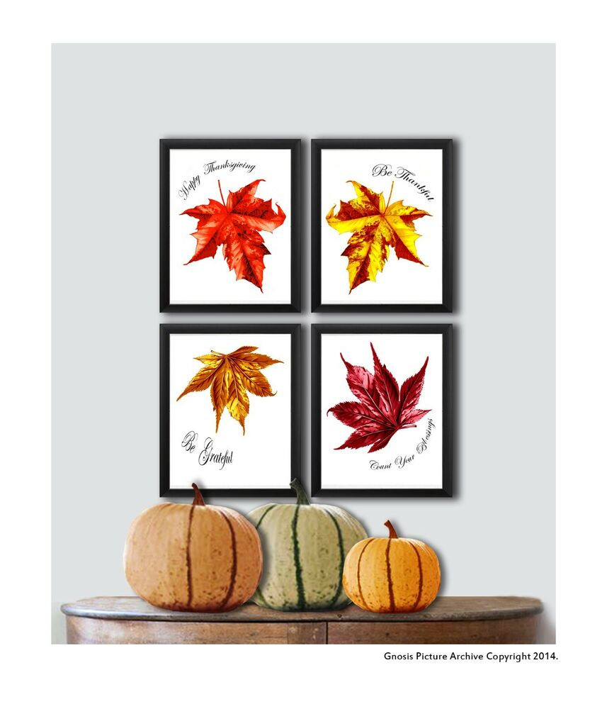 Thanksgiving Wall Art
 Thanksgiving Decor Wall Art Prints set of 4 Fall Leaves