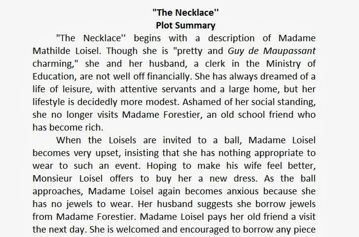 The Necklace Analysis
 ملخص Plot " The Necklace
