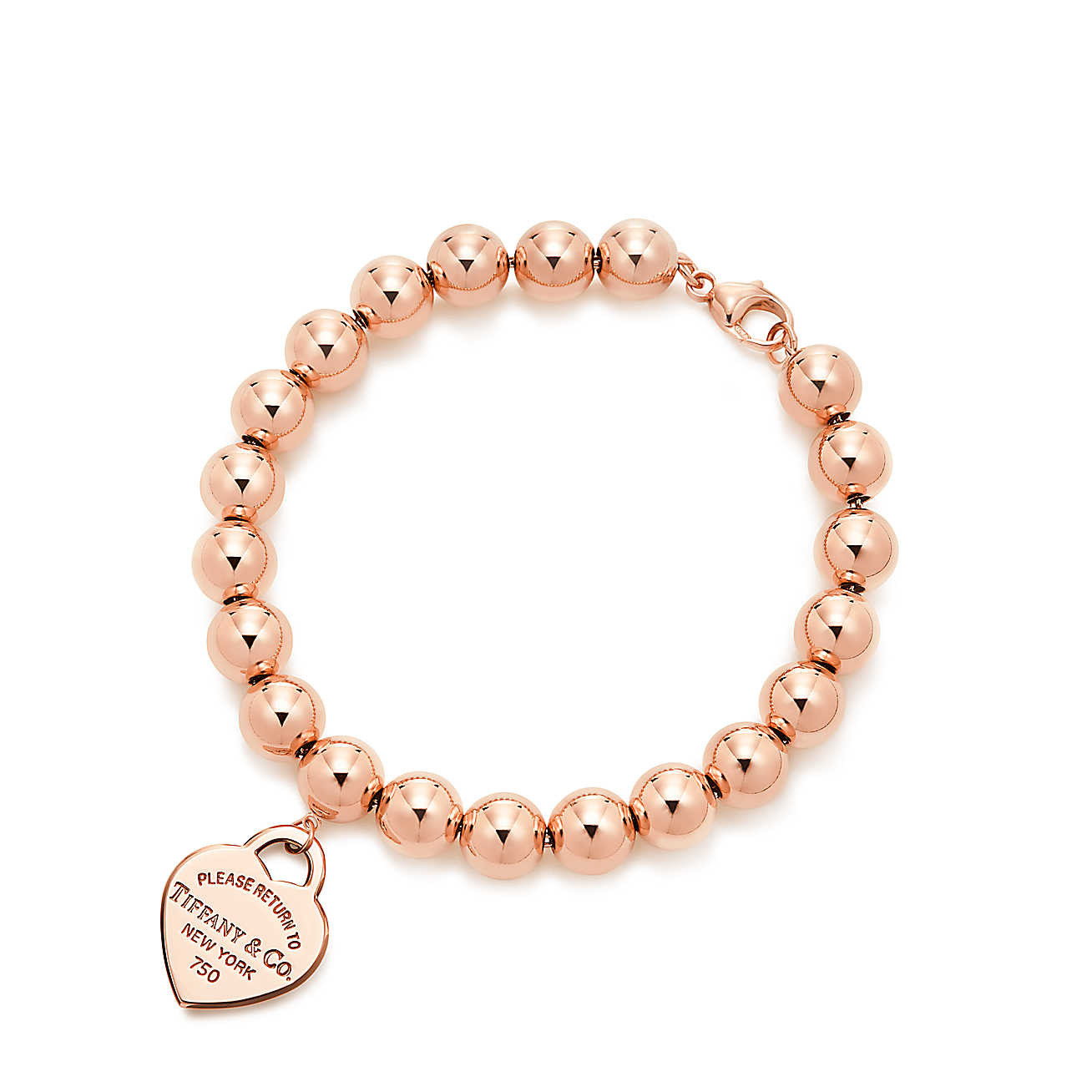 Tiffany Bead Bracelet
 Return to Tiffany small heart tag in 18k rose gold on a