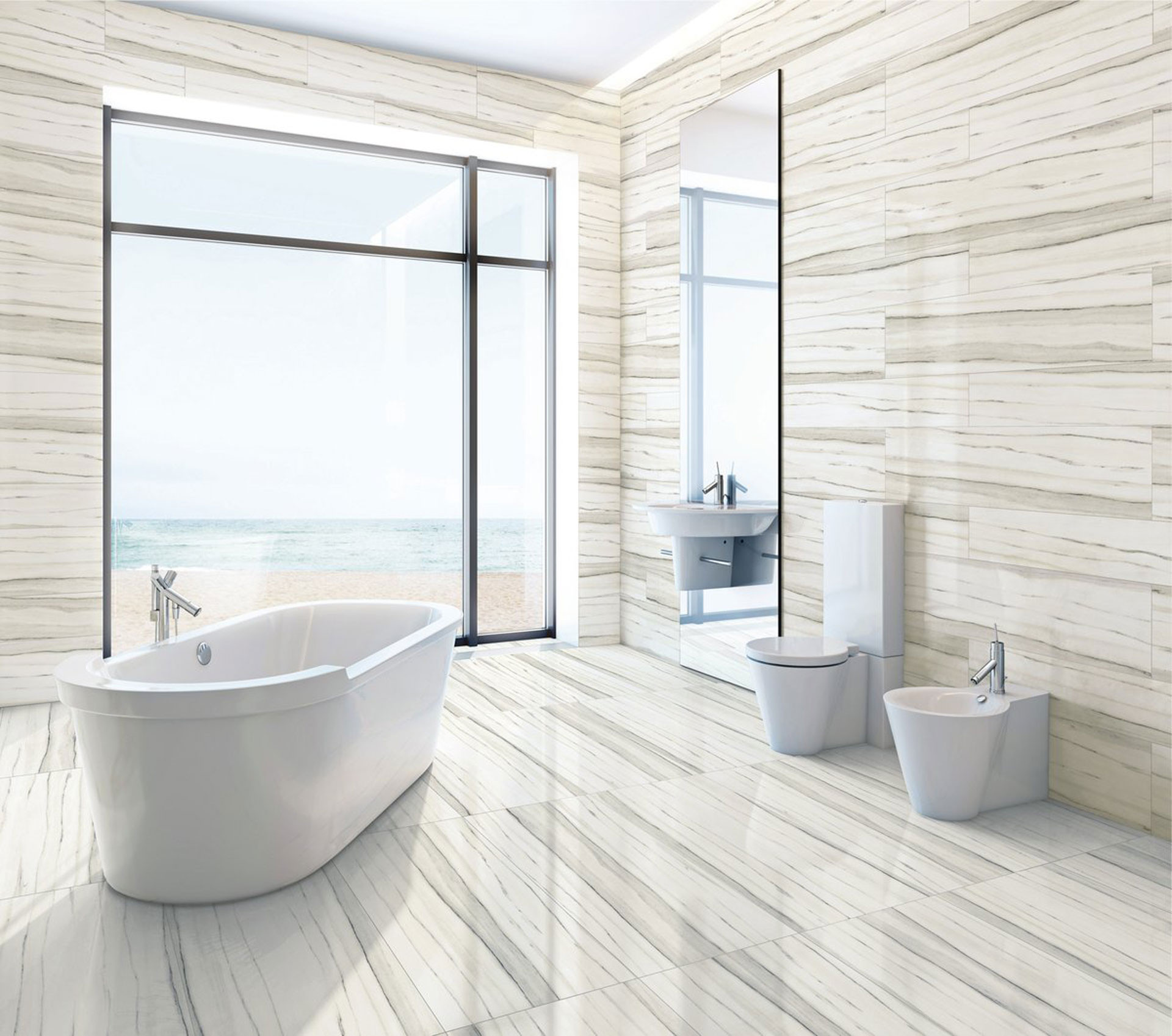 Tile Floors For Bathrooms
 The contemporary bathroom with Stonepeak’s porcelain floor