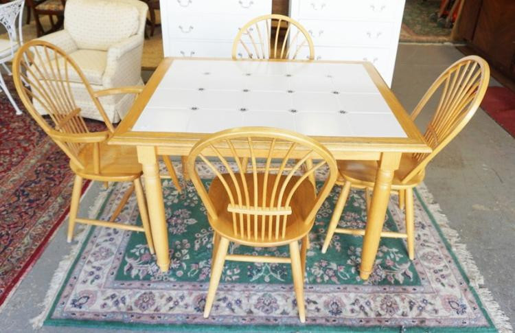 Tile Top Kitchen Table
 TILE TOP KITCHEN TABLE AND 4 CHAIRS 37 1 2 X 45 1 2 INCH TO