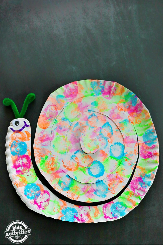 Toddler Craft Activities
 Cotton Ball Painted Snail Paper Plate Craft