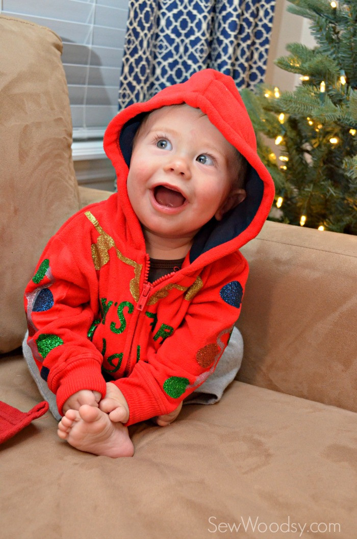 Toddler Ugly Christmas Sweater DIY
 DIY Baby s First Ugly Christmas Sweater Sew Woodsy