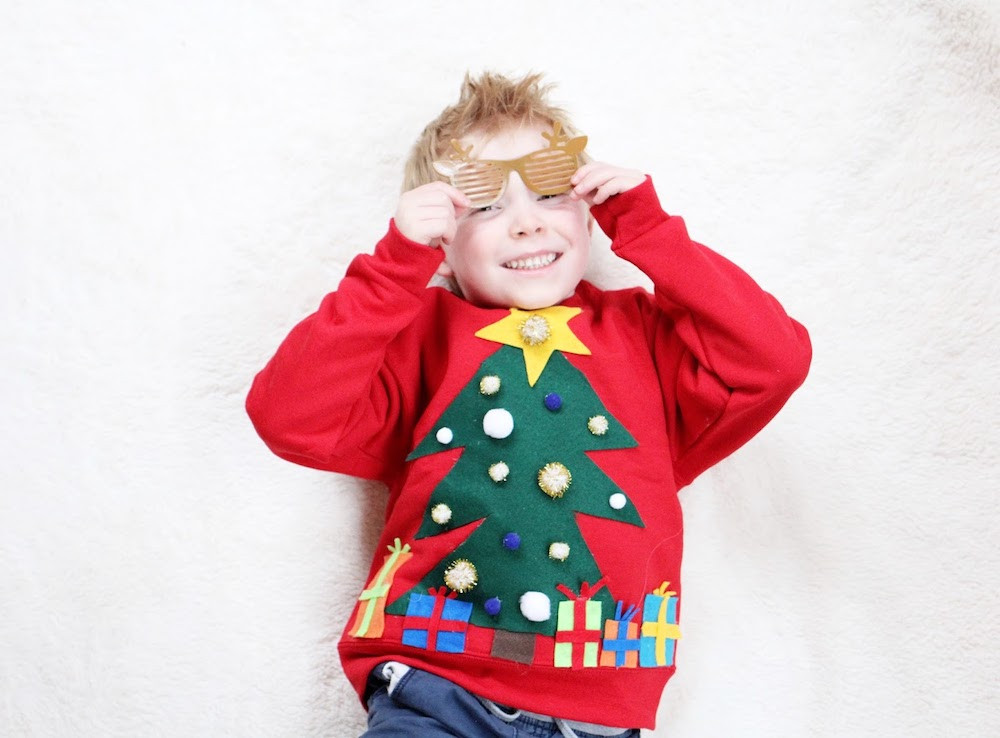 Toddler Ugly Christmas Sweater DIY
 DIY Ugly Christmas Sweater For Kids · The Girl in the Red