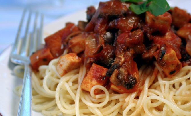 Tofu Spaghetti Recipes
 Spicy Tofu and Mushroom Spaghetti Sauce Recipe Relish