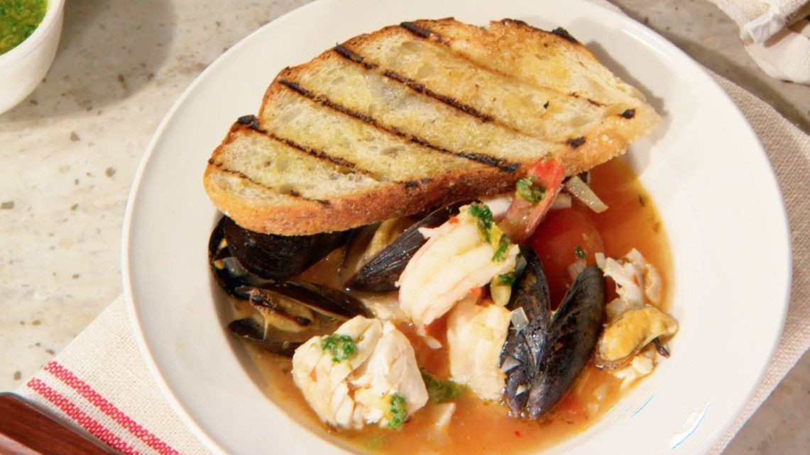 Tomato Based Seafood Stew
 Use whatever seafood looks best at your fish market for