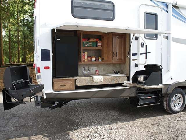 Toy Hauler With Outdoor Kitchen
 10 RVs With Amazing Outdoor Entertaining & Kitchens