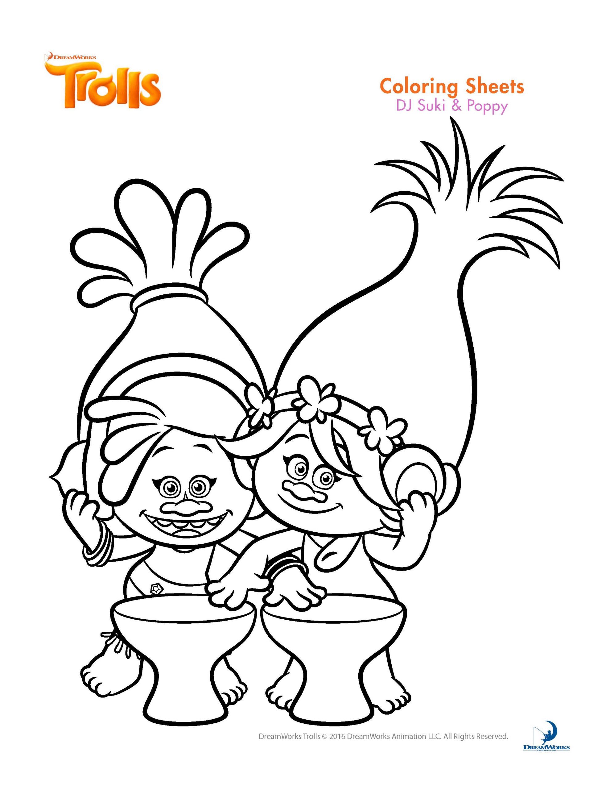 Trolls Printable Coloring Pages
 Trolls coloring sheets and printable activity sheets and a