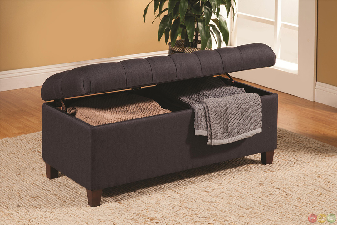 Tufted Bench Storage
 Dark Brown Transitional Ottoman Tufted Storage Bench