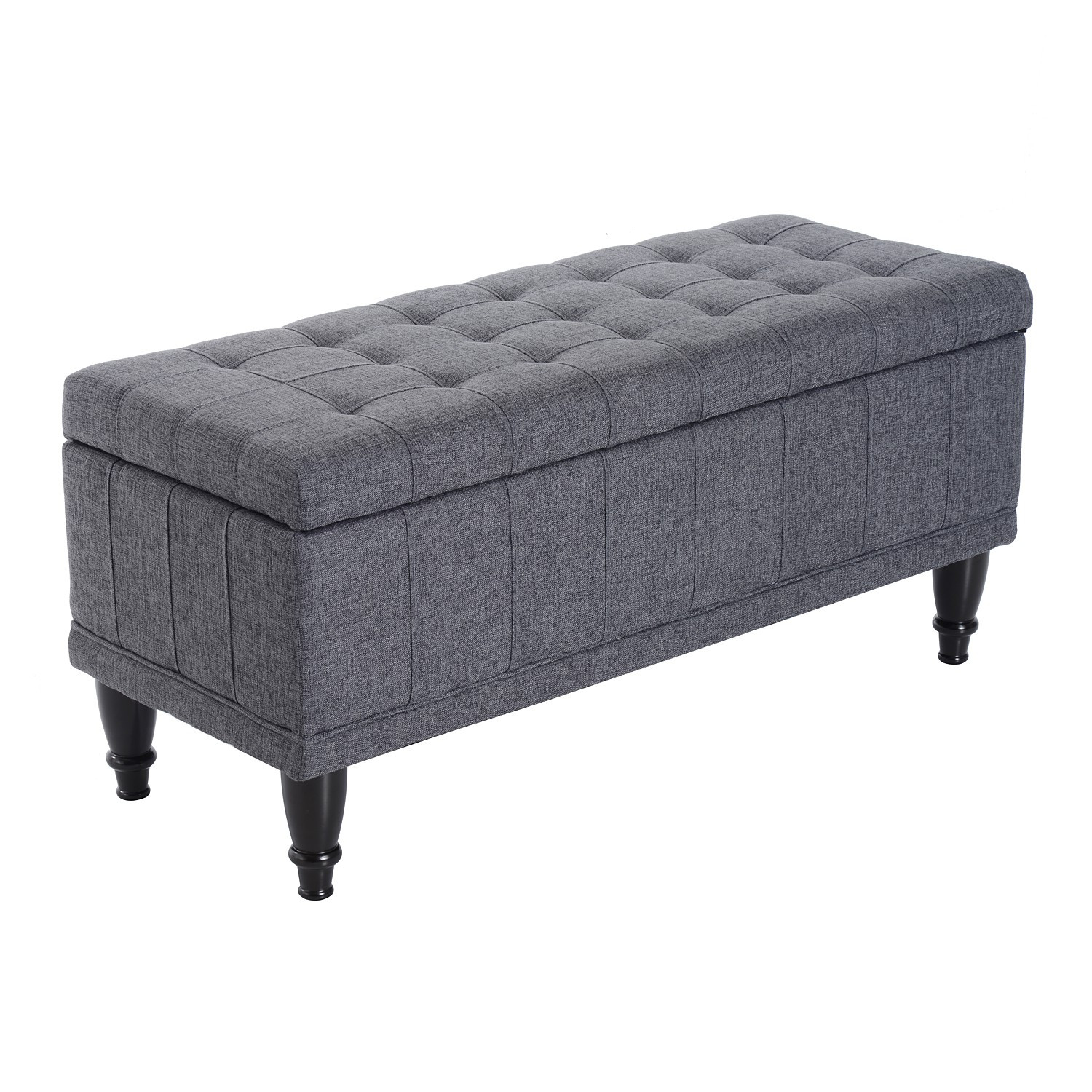 Tufted Bench Storage
 Hom 42" Fabric Tufted Storage Ottoman Bench Gray St