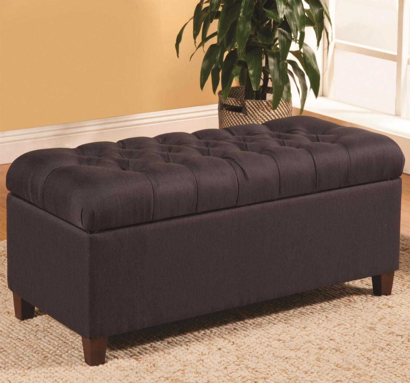 Tufted Bench Storage
 Dark Brown Transitional Ottoman Tufted Storage Bench