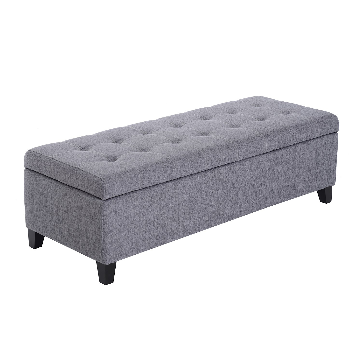 Tufted Bench Storage
 Hom 51” Tufted Linen Fabric Ottoman Storage Bench