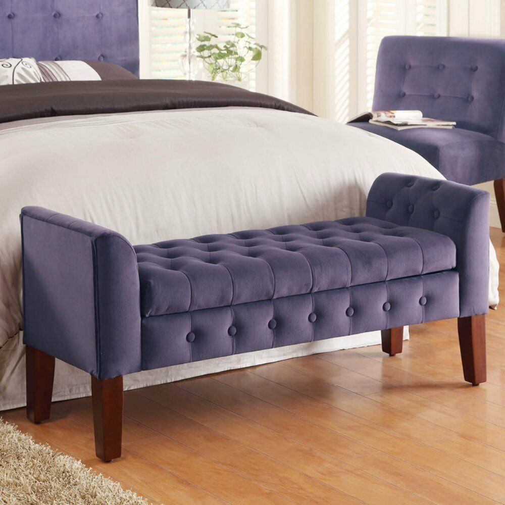 Tufted Bench Storage
 HomePop Storage Bench Velvet Tufted Settee In Plum