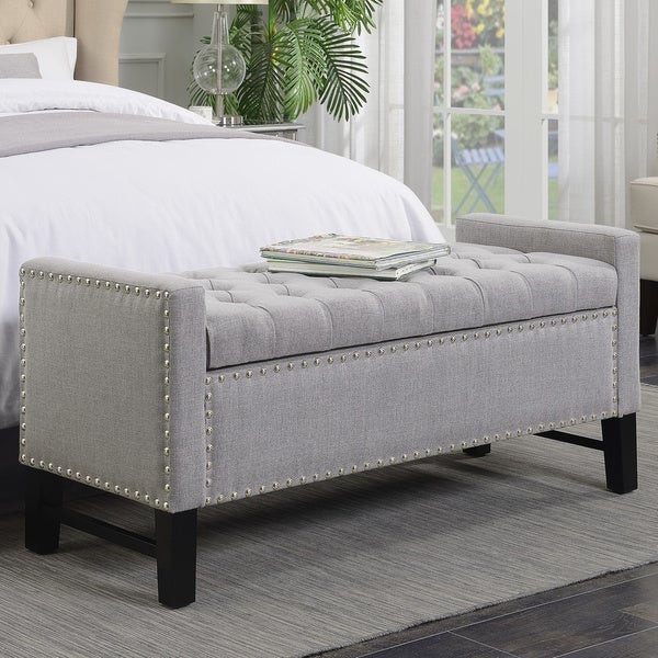 Tufted Bench Storage
 Shop Chic Home Frederick Linen Modern Button Tufted