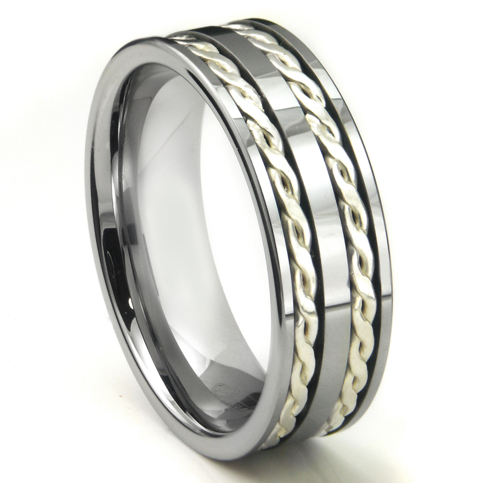 Tungsten Carbide Wedding Bands
 Tungsten Carbide Silver Rope Wedding Band Ring