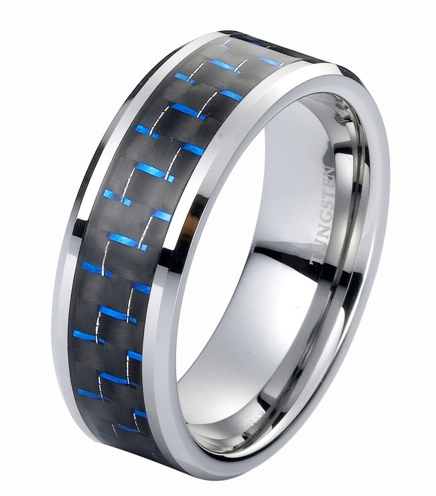 Tungsten Carbide Wedding Bands
 Tungsten Carbide Wedding Band Ring 8mm Black Blue Carbon