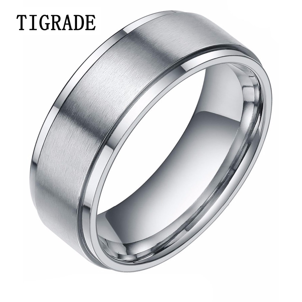 Tungsten Carbide Wedding Bands
 8mm Silver Tungsten Carbide Ring Men High Polished Edges