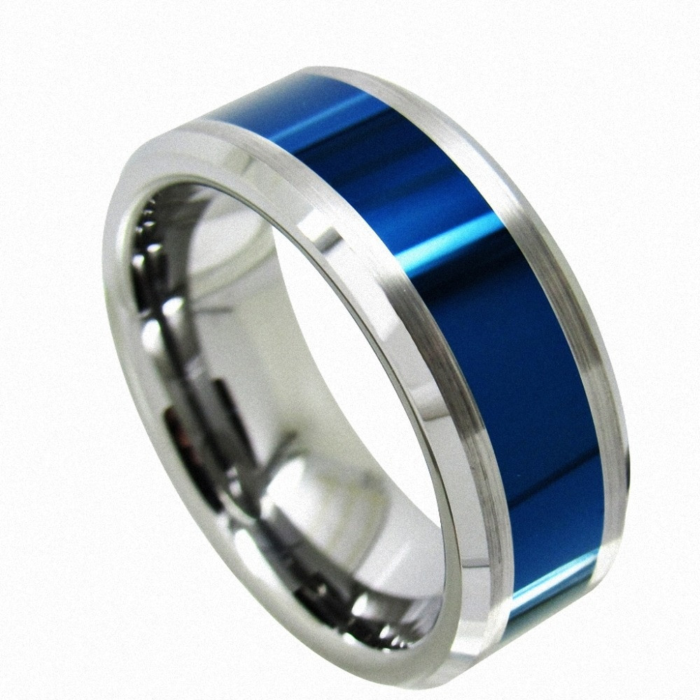 Tungsten Carbide Wedding Bands
 Infinity Tungsten Carbide Ring Blue Hard Ceramic Polished