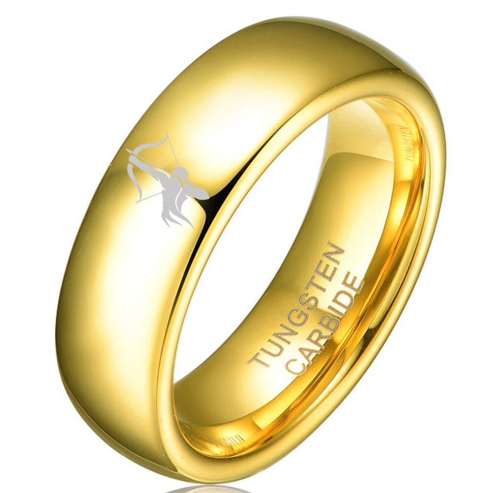 Tungsten Carbide Wedding Bands
 Custom Latest Sagittarius Ring 6mm Gold Color Tungsten