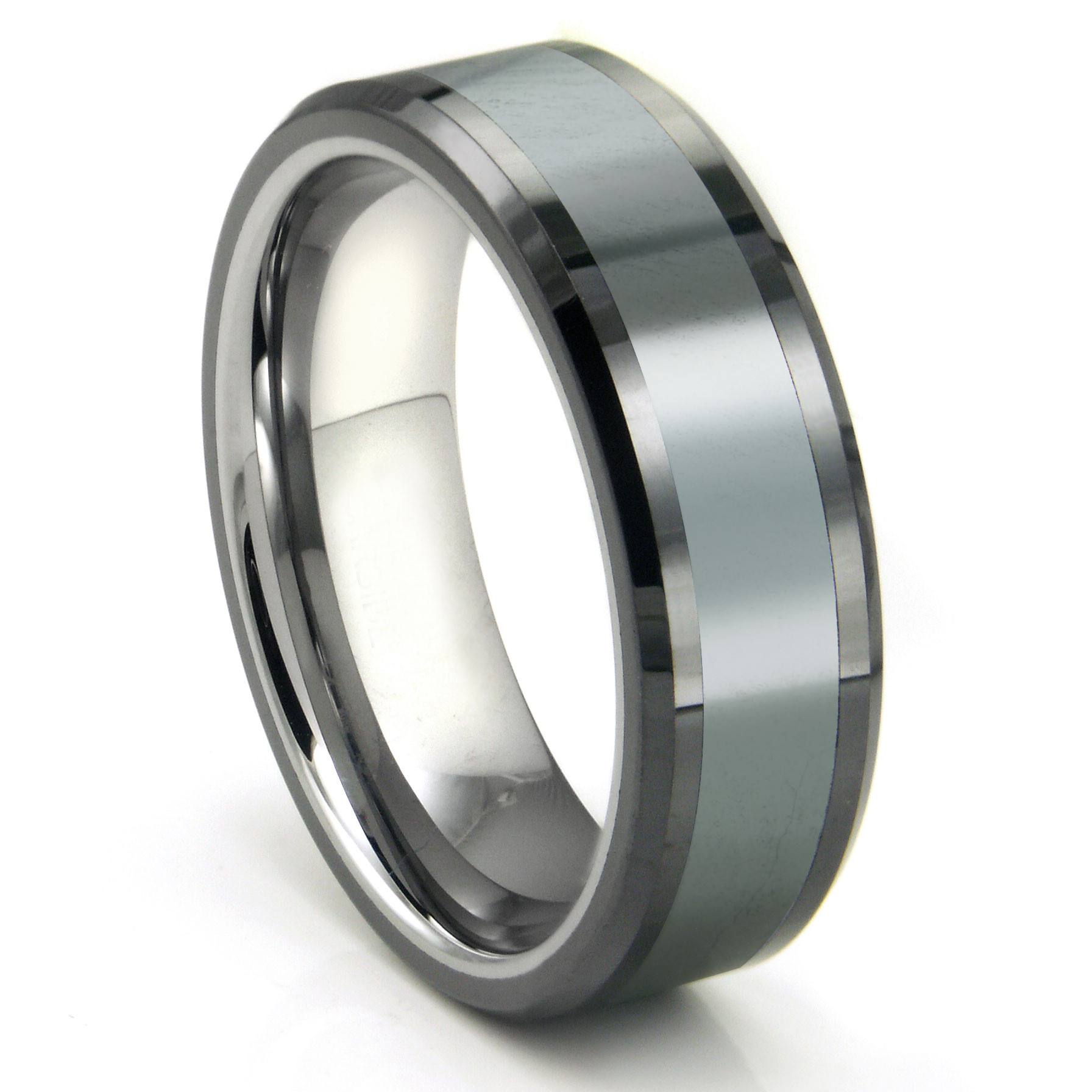 Tungsten Carbide Wedding Bands
 Tungsten Carbide Grey Meteorite Inlay Wedding Band Ring