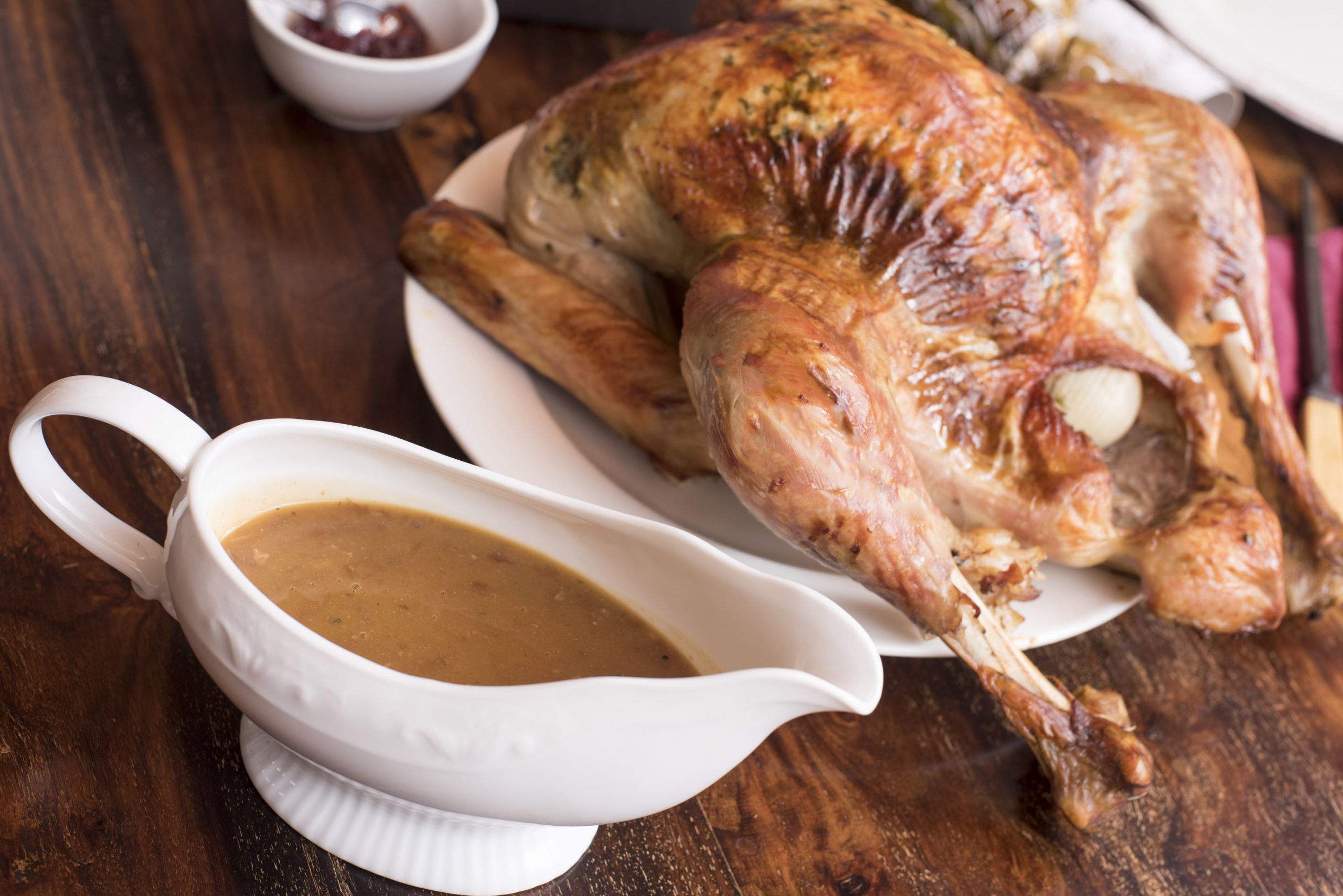 Turkey And Gravy
 Crispy roasted whole turkey with gravy Free Stock Image