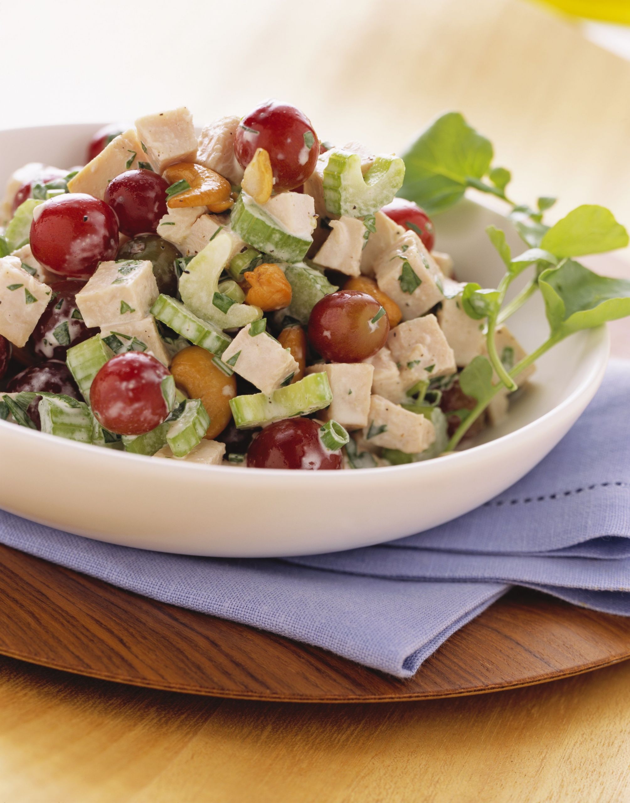 Turkey Salad With Grapes
 Smoked Turkey Salad with Cashews and Sherry Dressing made