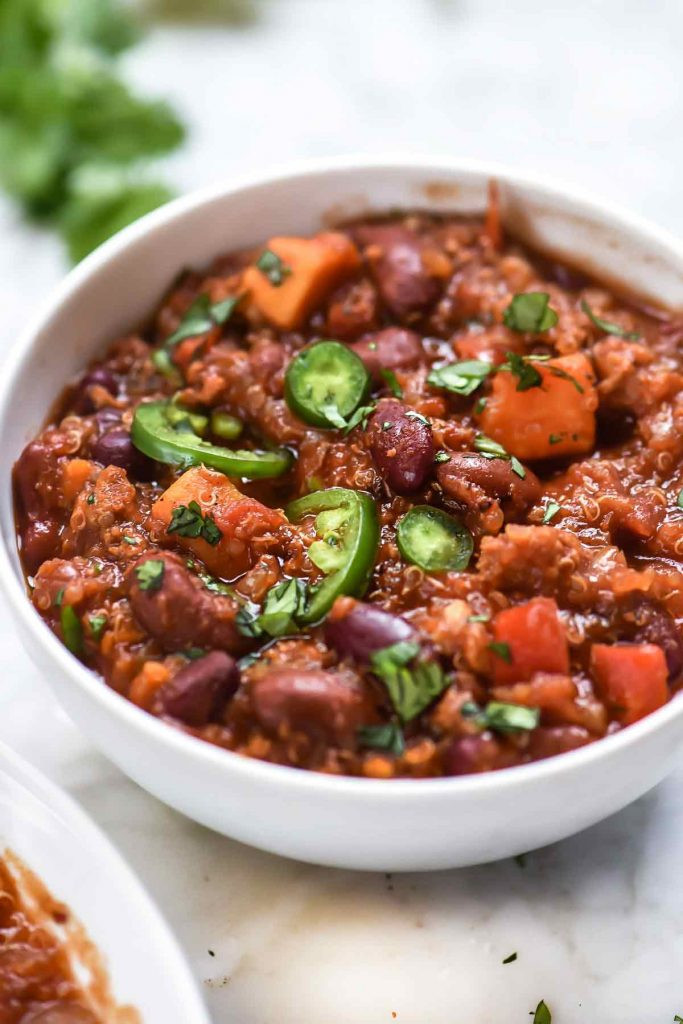 Turkey Sweet Potato Chili
 Slow Cooker Turkey Chili with Sweet Potatoes & Quinoa