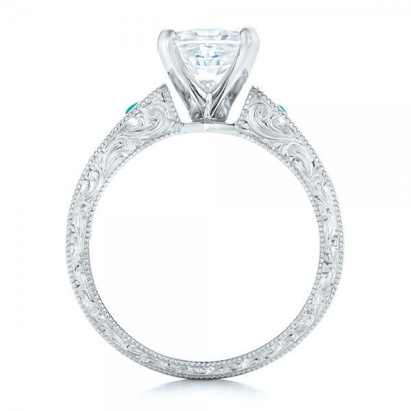 Turquoise Diamond Engagement Rings
 Custom Diamond and Turquoise Engagement Ring