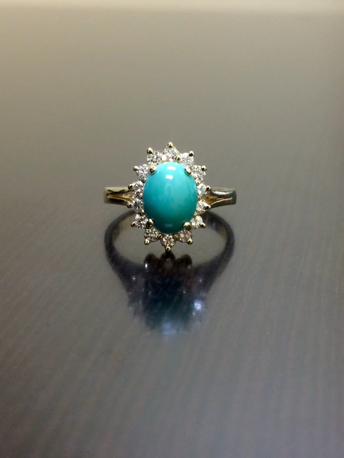 Turquoise Diamond Engagement Rings
 Turquoise Engagement Ring 14K Yellow Gold Turquoise Diamond