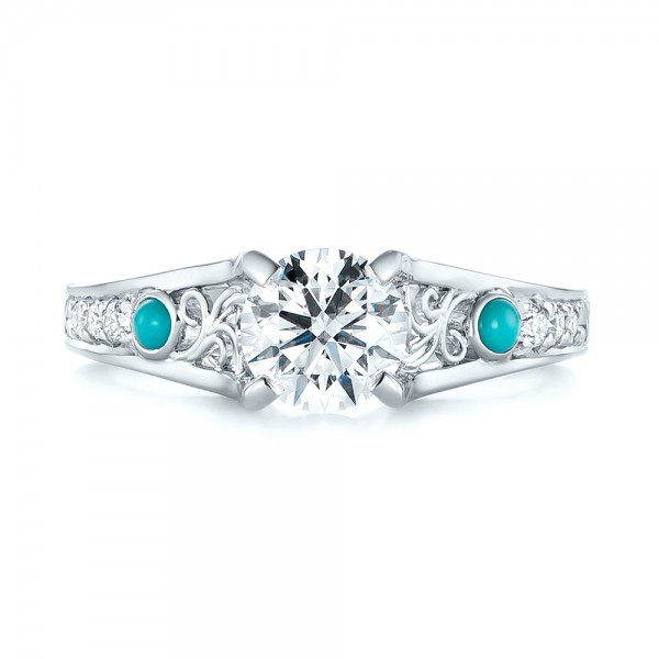 Turquoise Diamond Engagement Rings
 Custom Turquoise And Diamond Engagement Ring