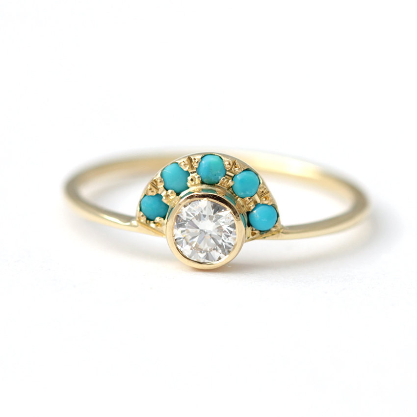 Turquoise Diamond Engagement Rings
 Diamond Engagement Ring with Turquoise Alternative by artemer