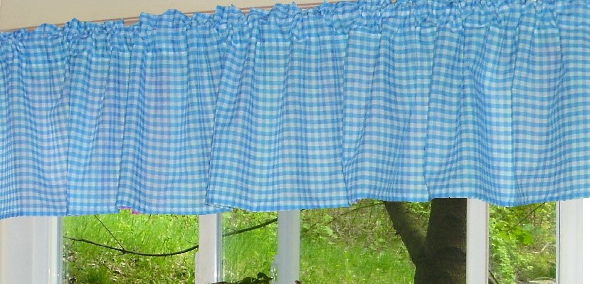 Turquoise Kitchen Curtains
 Turquoise Gingham Kitchen Café Curtain unlined or with