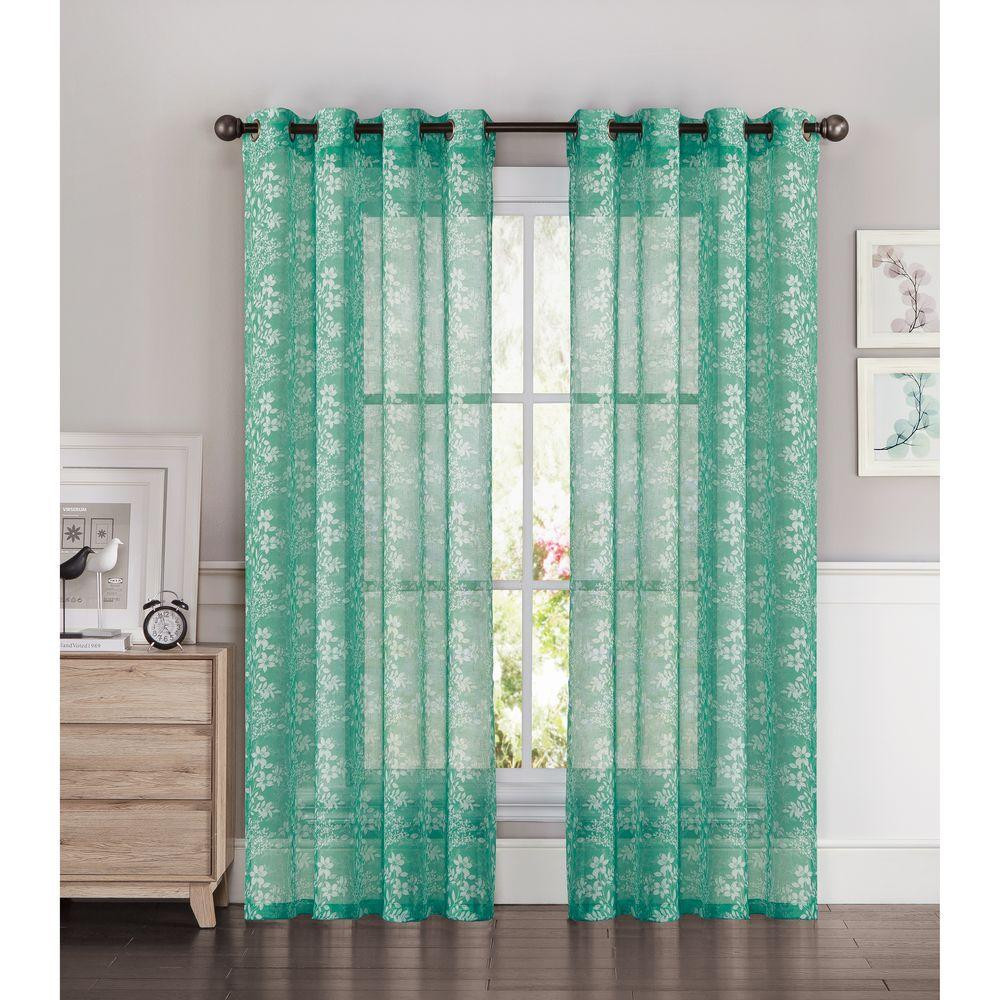 Turquoise Kitchen Curtains
 Window Elements Sheer Botanica Faux Linen 54 in W x 84 in