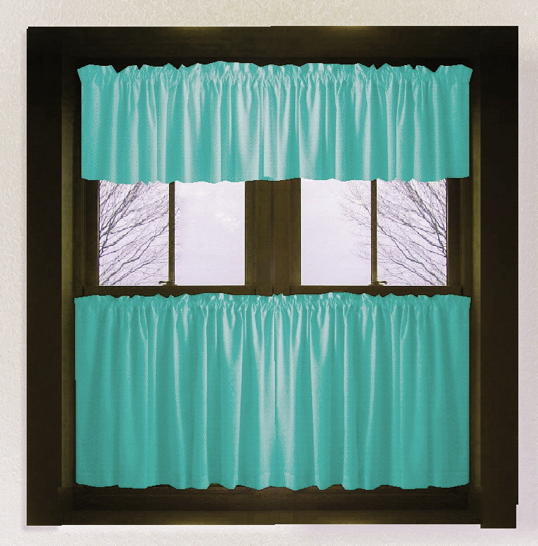 Turquoise Kitchen Curtains
 Solid Green tint Turquoise Kitchen Cafe Tier Curtains