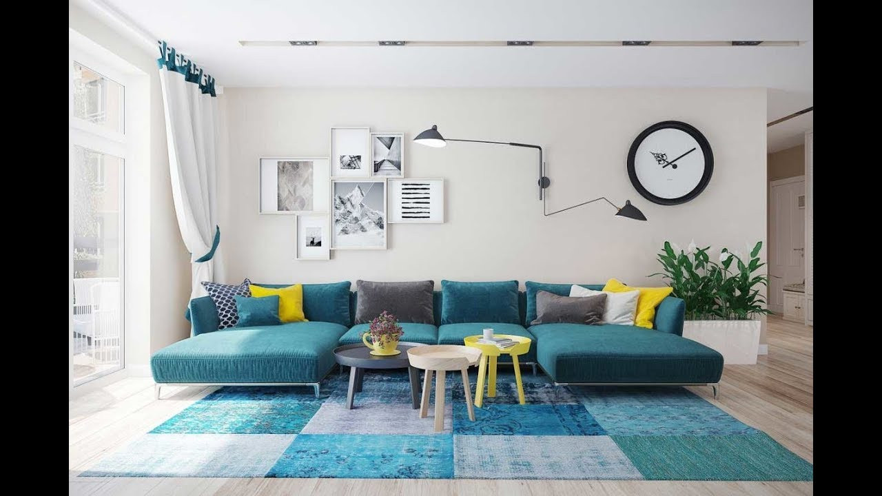 Turquoise Living Room Ideas
 Turquoise sofa a bright element in the interior of the