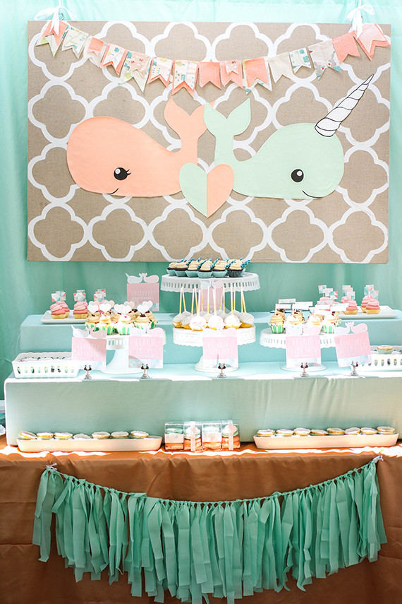 Twin Baby Shower Decoration Ideas
 Peach mint twin baby shower Baby Showers