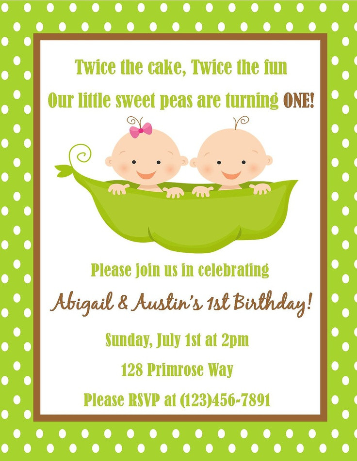 Twins First Birthday Invitations
 104 best images about Twins 1st birthday on Pinterest