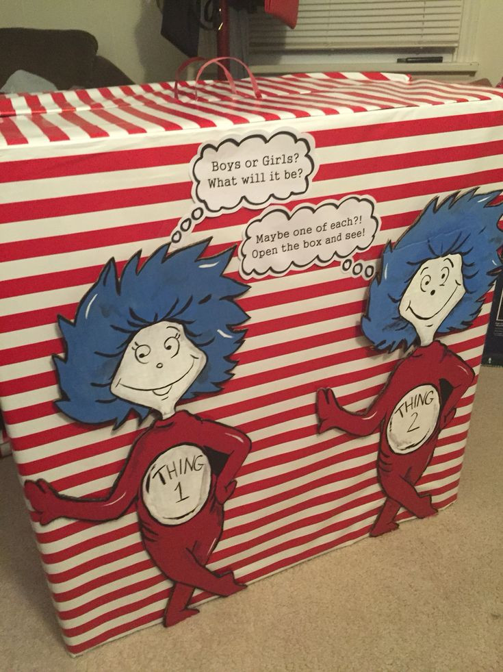 Twins Gender Reveal Party Ideas
 gender reveal box for twins thing 1 thing 2